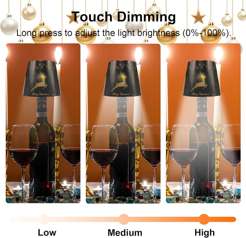 Hoide 2025 New Wireless Bottle Lamp - LED Bottle Lights for Liquor & Wine Bottles, Cordless Lampshade, Whiskey Bottle Top Light, Bottle Stopper Night Light Kit, Rechargeable 3-Tone Touch-Dimmable - Image 3
